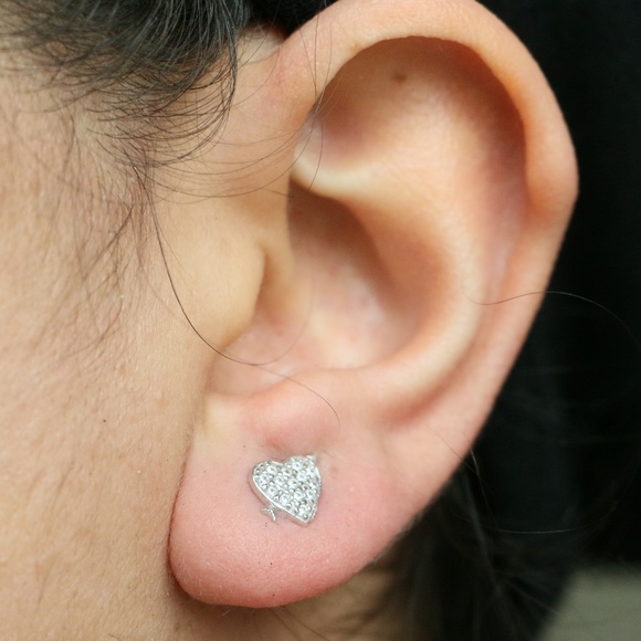 925 sterling silver cubic zirconia hearts earrings - Picture 3 of 8